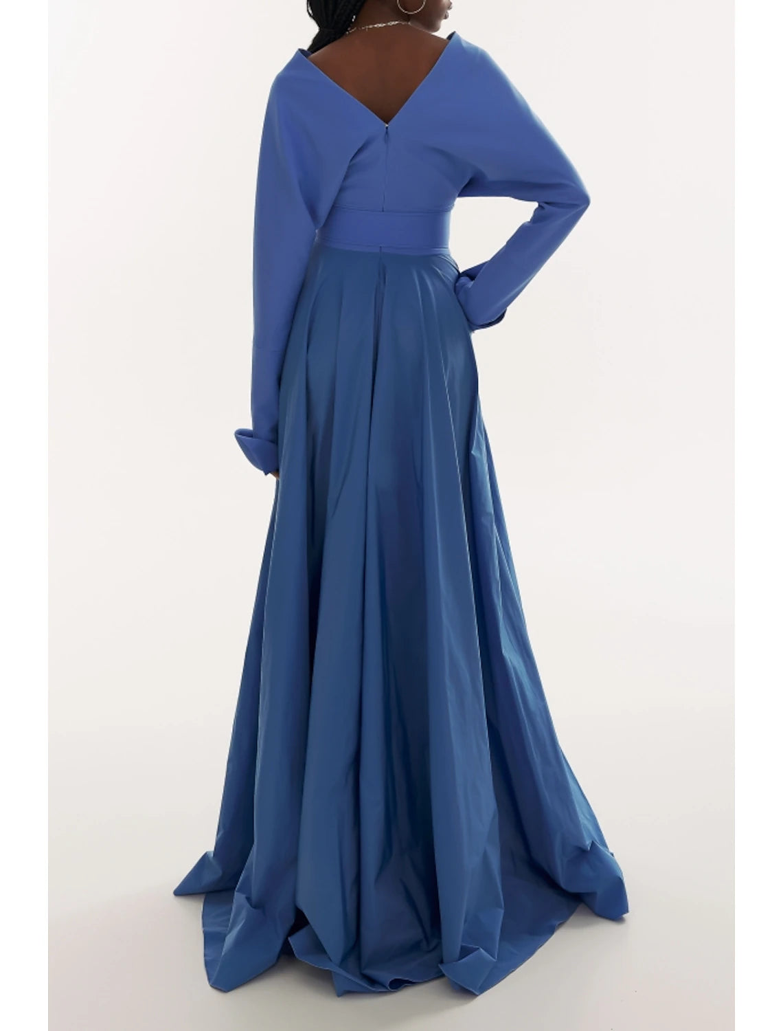 Wholesale A-Line Evening Gown Elegant Dress Formal Fall Sweep / Brush Train Long Sleeve V Neck Stretch Fabric with Pleats Ruched